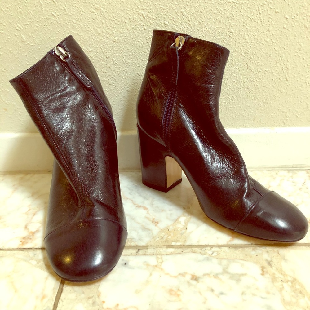 Zara Navy Block Heel Booties